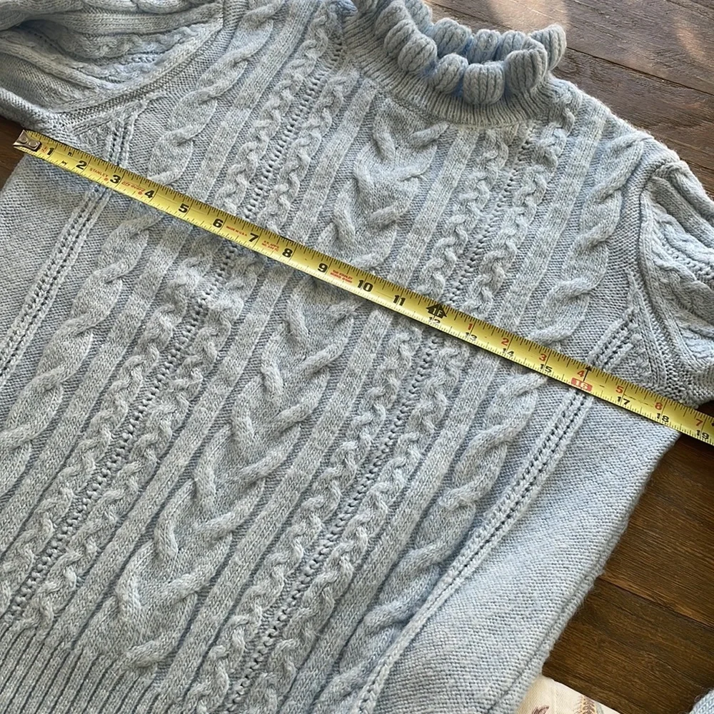H&M Light Blue Cable Knit Turtleneck Sweater - Picture 9 of 11